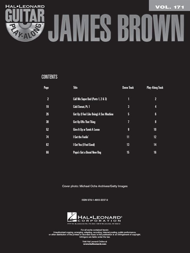 James Brown Guitar Play Along Volume 171 James Brown Partition